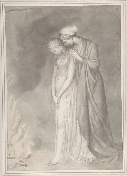 Study Two Women Grieving 1787 Pen gray ink brush