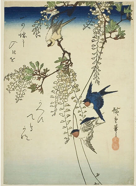 Swallow Yellow Bird Wisteria 1830s-1840s Utagawa Hiroshige 歌川 広重