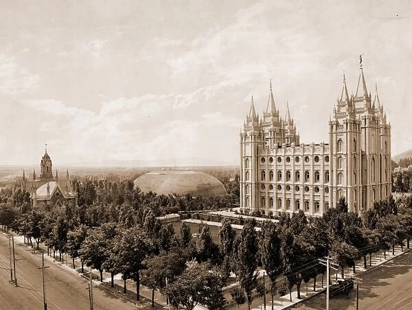 Temple Square, Salt Lake City, Jackson, William Henry, 1843-1942, Tabernacles, Buildings