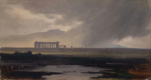 Temples Paestum Rain 1839 1842 oil paper canvas