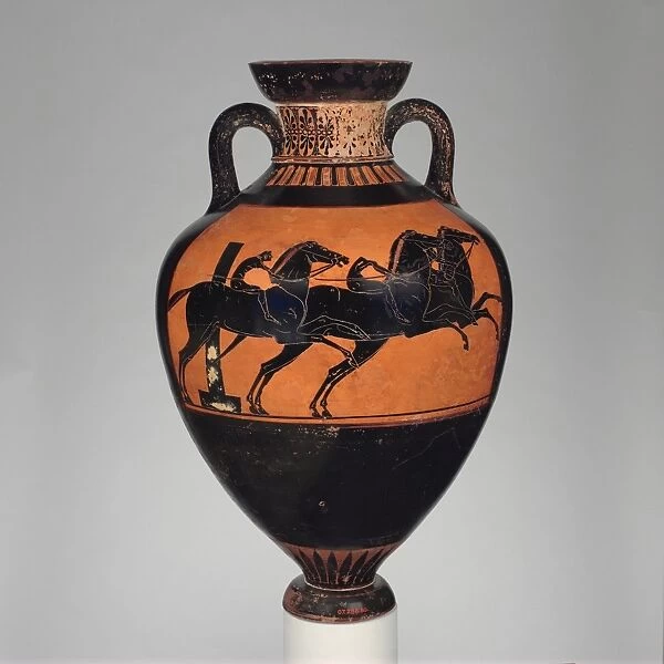 Terracotta Panathenaic prize amphora jar Archaic