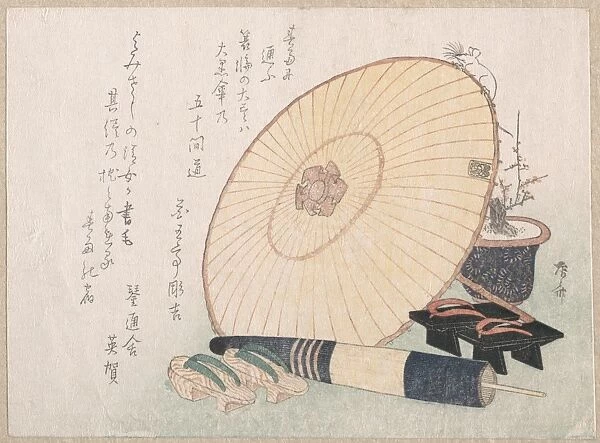 Umbrellas Geta Japanese Wooden Sandals 1816 Japan