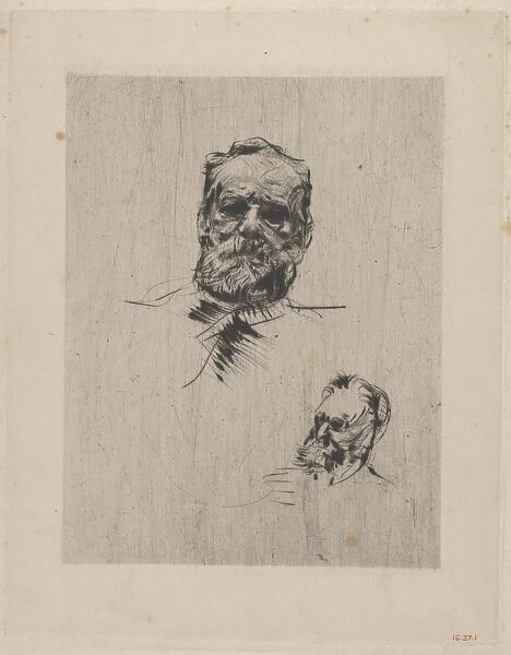 Victor Hugo full face 1885 Drypoint laid paper