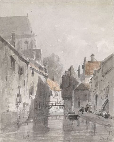 View canal Gouda Adrianus Eversen 1828 1897 paper