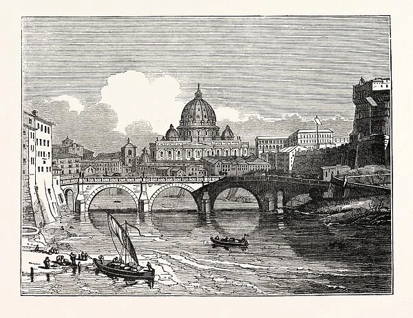 View of St. Peters from the East, above the Bridge of St. Angelo, Rome