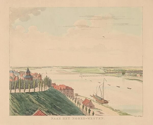 View of the Valkhof and Waal northwest of Nijmegen, The Netherlands, print maker