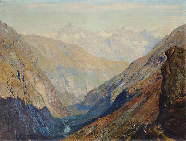 View valley Zermatt oil canvas 59 x 71 cm Albert Gos