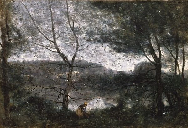 Ville-d Avray 1870 Oil canvas 21 5  /  8 x 31 1  /  2