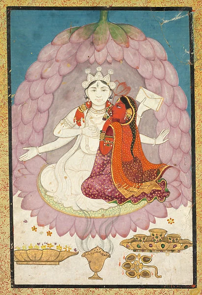 Vishnu Lakshmi Seated Lotus Blossum early 1900s