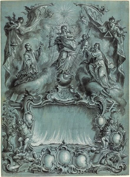 Vitus Felix Rigl (German, c. 1717 - 1779), An Elaborate Rococo Setting with the Virgin