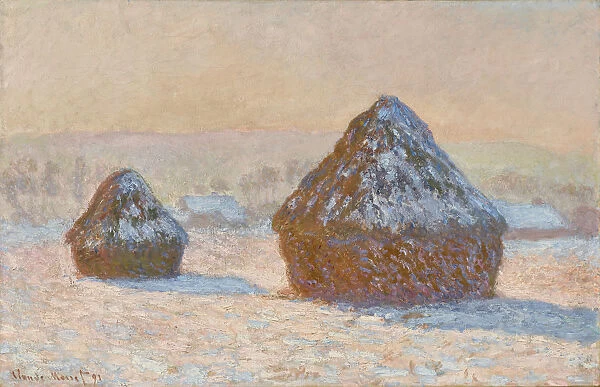 Wheatstacks Snow Effect Morning Claude Monet