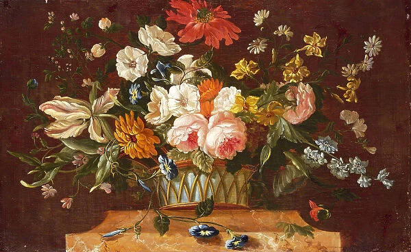 Willem van Leen Upper door flower life life painting