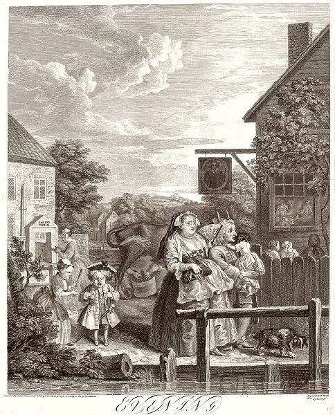 William Hogarth, English, (1697-1764), Evening, 1738, etching and engraving