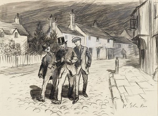 William James Glackens Went Home 1909 Black crayon