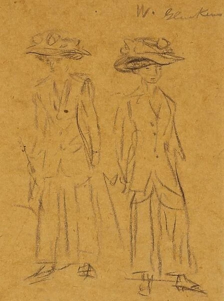 William James Glackens Two Women c. 1910 Black crayon