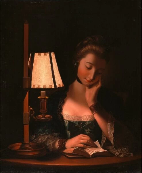 Woman Reading by a Paper-Bell Shade, Henry Robert Morland, 1730-1797, British