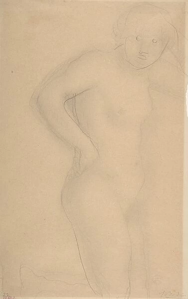 Young Girl Kneeling 1840-1917 Graphite stumped