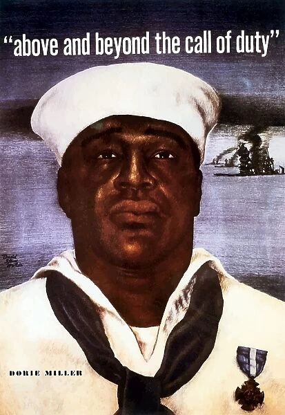 Digitally restored vector image of Doris Dorie Miller, a cook in the U. S. Navy