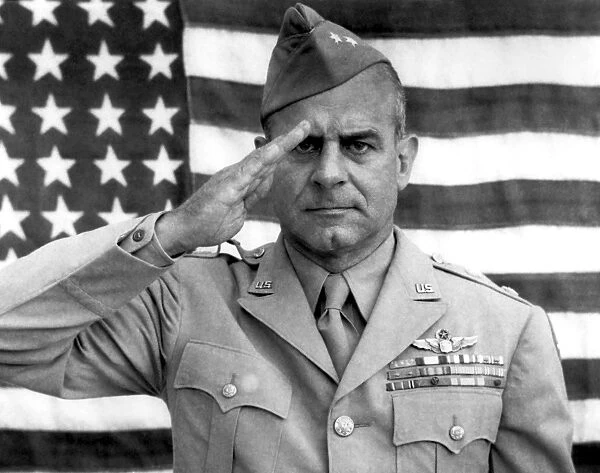 General James Jimmy Doolittle saluting with The American Flag