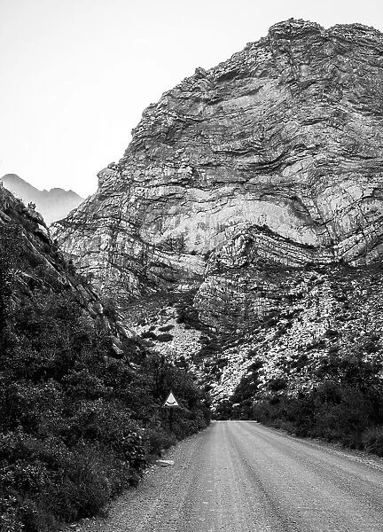 Black and White Road between the mountains
