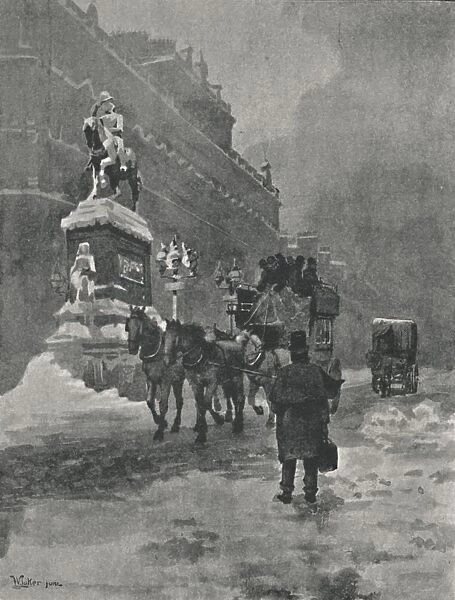 Holborn Circus - A Winters Morning, 1891. Artist: William Luker
