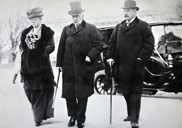John Pierpont Morgan, American financier and banker, with his son and daughter, 1912