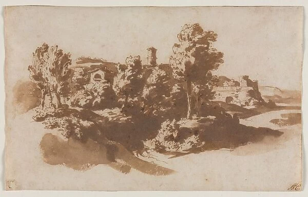 Landscape with Fortification Between Marino and Frascati, c. 1650. Creator: Jacob van der Ulft