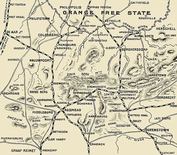 Map Illustrating the Operations on the South of the Orange River, 1900. Creator: Unknown