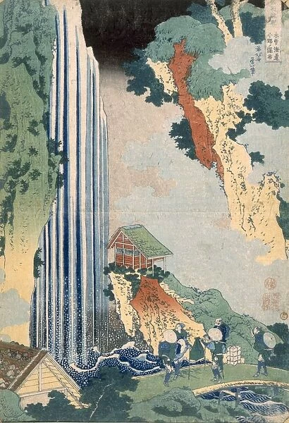 Ona Waterfall on the Kisokaido, 1827. Creator: Katsushika Hokusai (1760-1849)