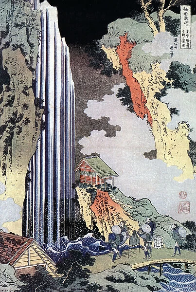 Ono Waterfall Along the Kisokaido, c1780-1849. Artist: Hokusai