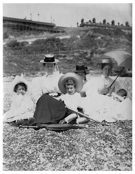 People on a beach, c1890-1909(?)