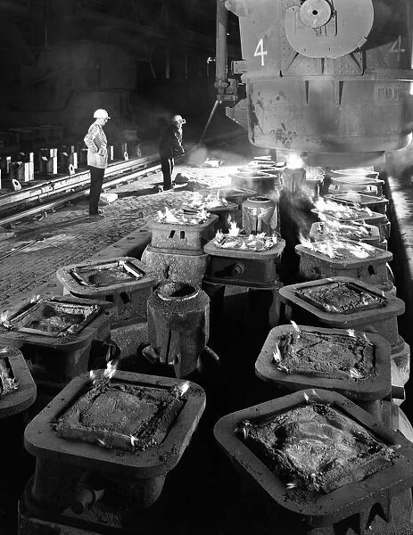Pig casting at the Park Gate Iron & Steel Co, Rotherham, South Yorkshire, 1964