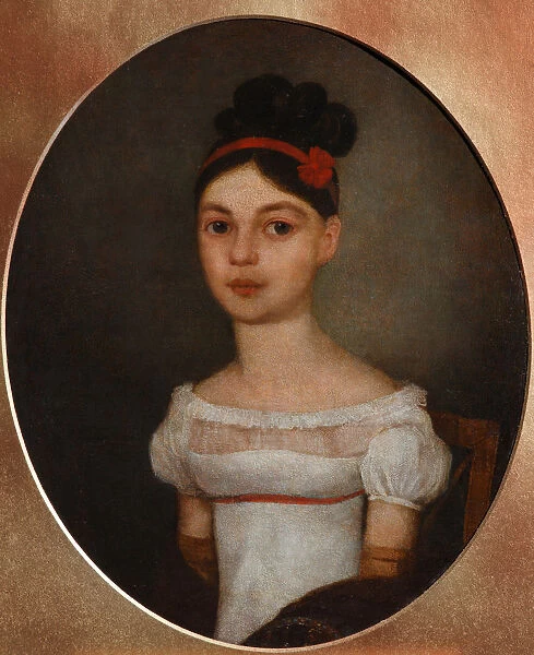 Portrait of Yelizaveta Fyodorovna Ozerova, nee Zagryazyskaya (1800-1885), c. 1815. Artist: Anonymous