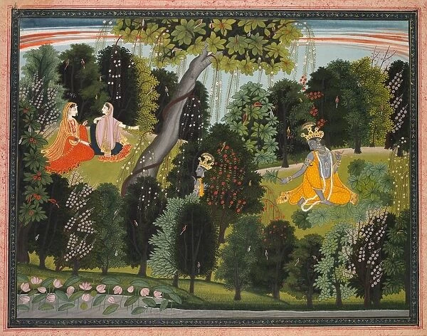 Sakhi Persuades Radha to Meet Krishna, from the Lambagraon Gita Govinda