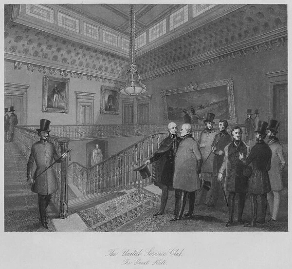 The United Service Club. The Great Hall, c1841. Artist: Henry Melville