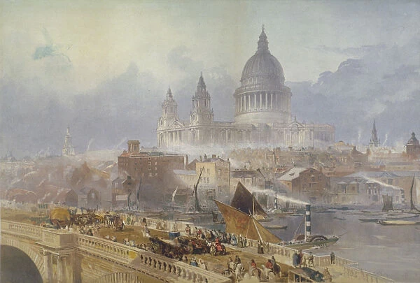 View of Blackfriars Bridge and St Pauls Cathedral, London, 1840. Artist: David Roberts