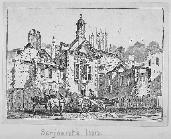 View of Serjeants Inn with a horse and cart, Chancery Lane, City of London, 1840