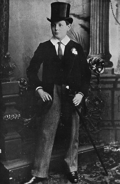 Winston Churchill as a Harrow schoolboy in 1889, (1945)