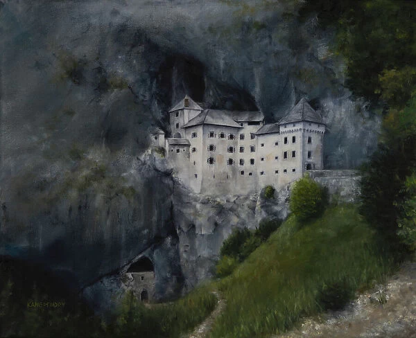 Oil painting of Predjama Castle, Slovenia