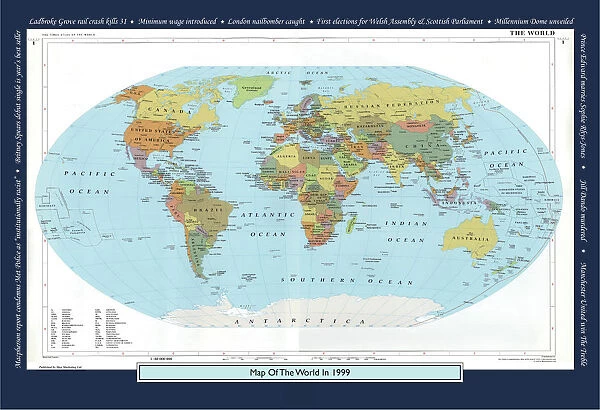 Historical World Events map 1999 UK version