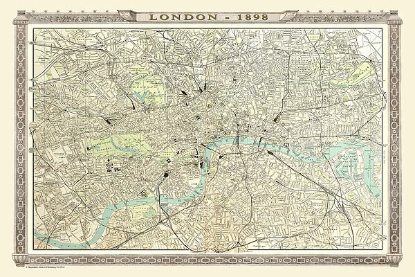 Old Map of London 1898 from the Royal Atlas by Bartholomew