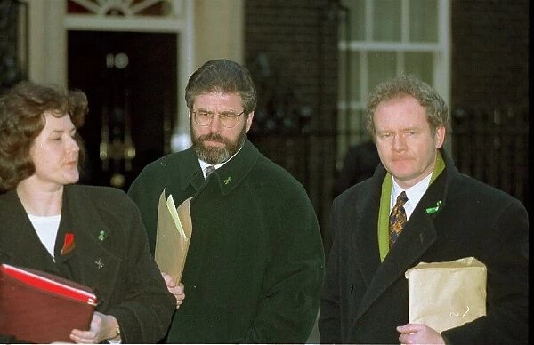 Gerry Adams and Martin mcguinness January 1998 outside Number Ten Downing Street