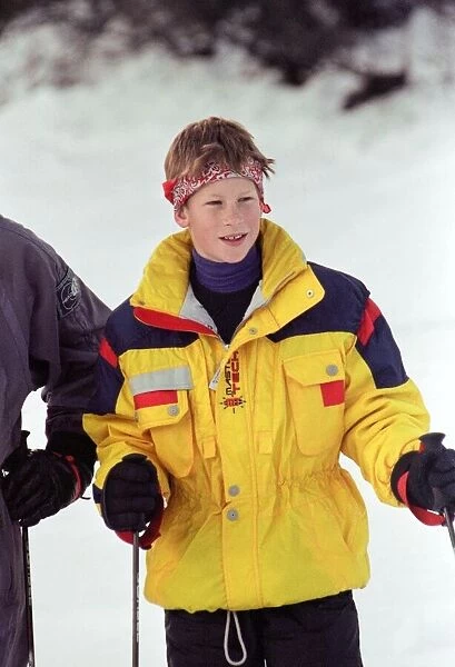 Prince Harry on the ski slopes of Klosters during an official photocall. January 1998