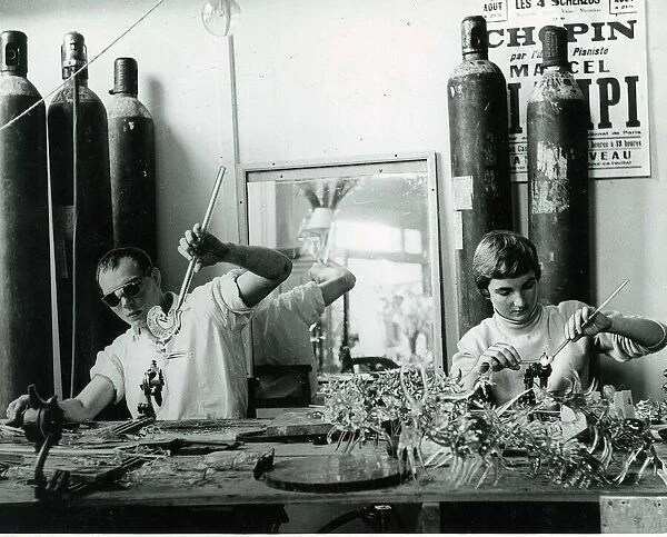 Workers in a Glass blowing shop, Scotland August 1955