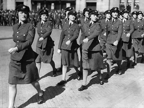World War II Women. The WaFs March Past. Girls of the W. A. A. F