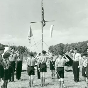 Air Scouts saluting flags