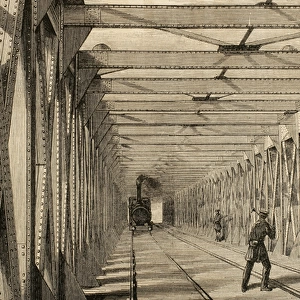 Construction of the railway. Engraving, 1860