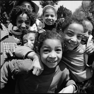 Egyptian children laughing, Egypt. Date: 1980s