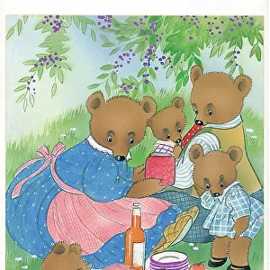 Family of Bears in domestic setting