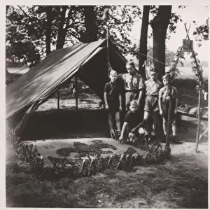 German boy scouts at camp with BP memorial